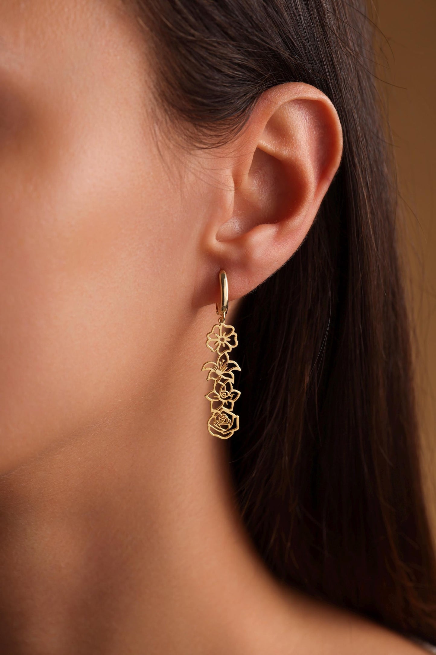 Birth Flower Charm Hoop Earrings_ 2 Set