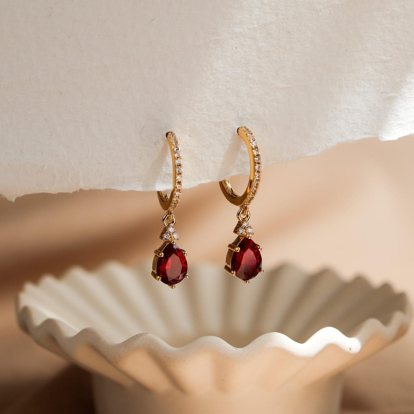 Ruby Red Teardrop Earrings