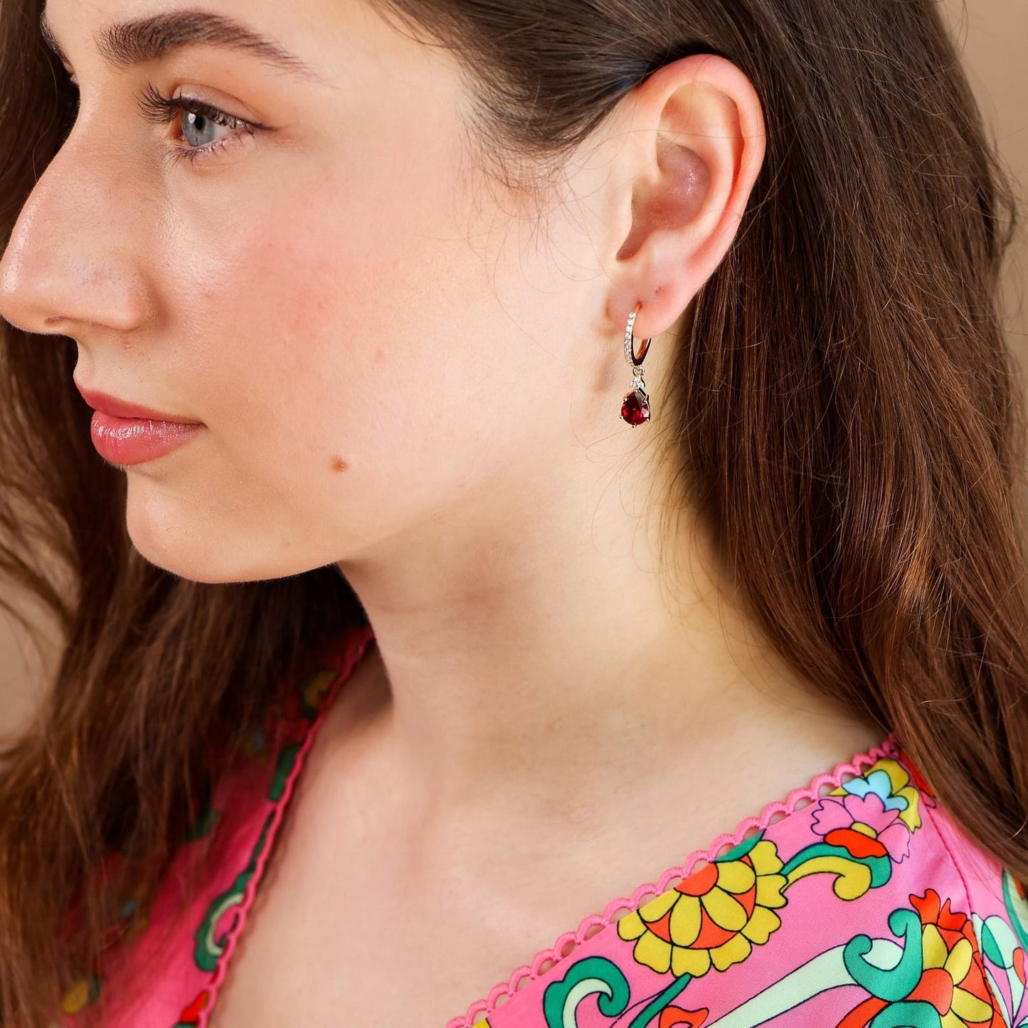 Ruby Red Teardrop Earrings