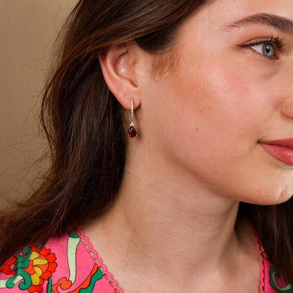 Ruby Red Teardrop Earrings