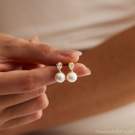 Crystal Pearl Drop Earrings