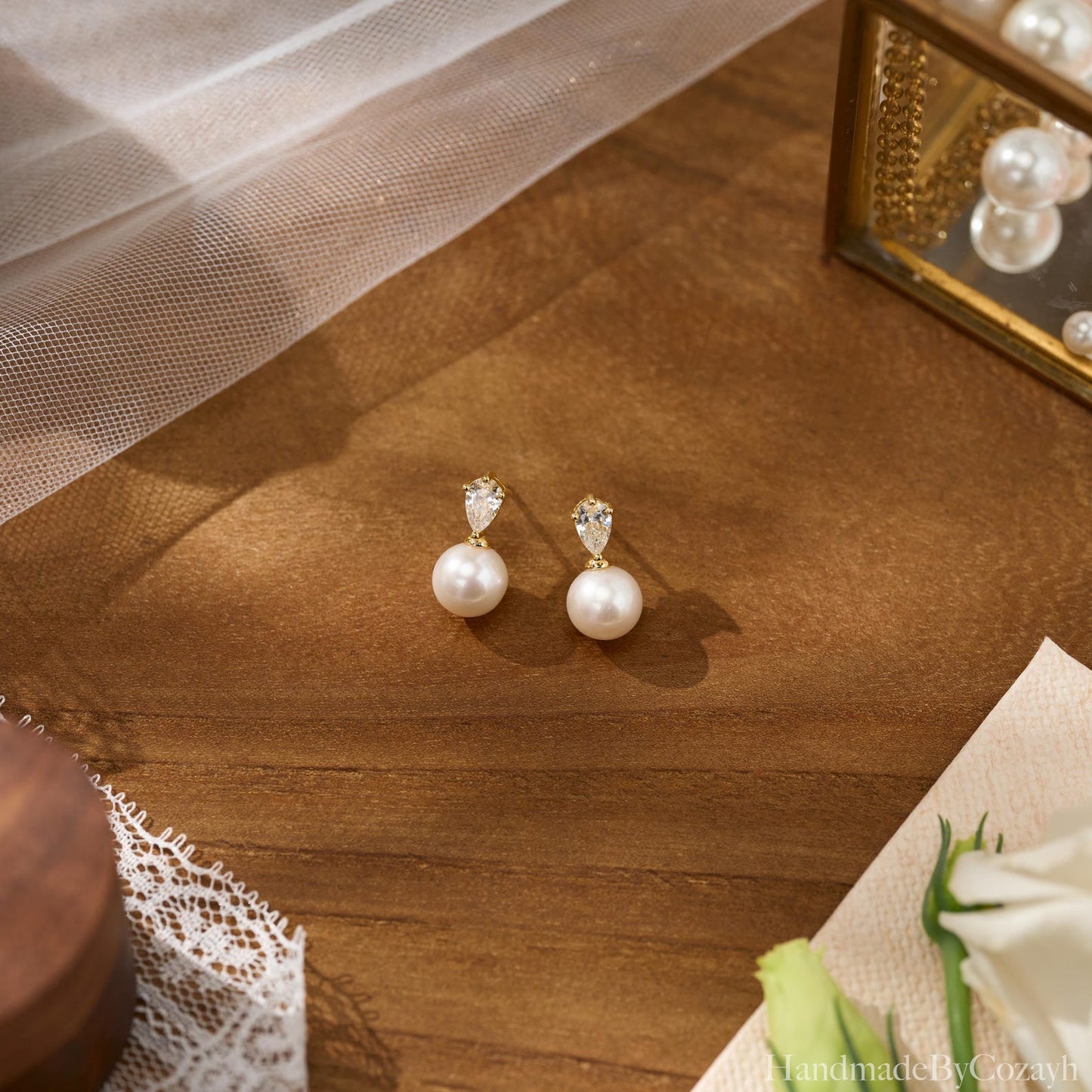 Crystal Pearl Drop Earrings