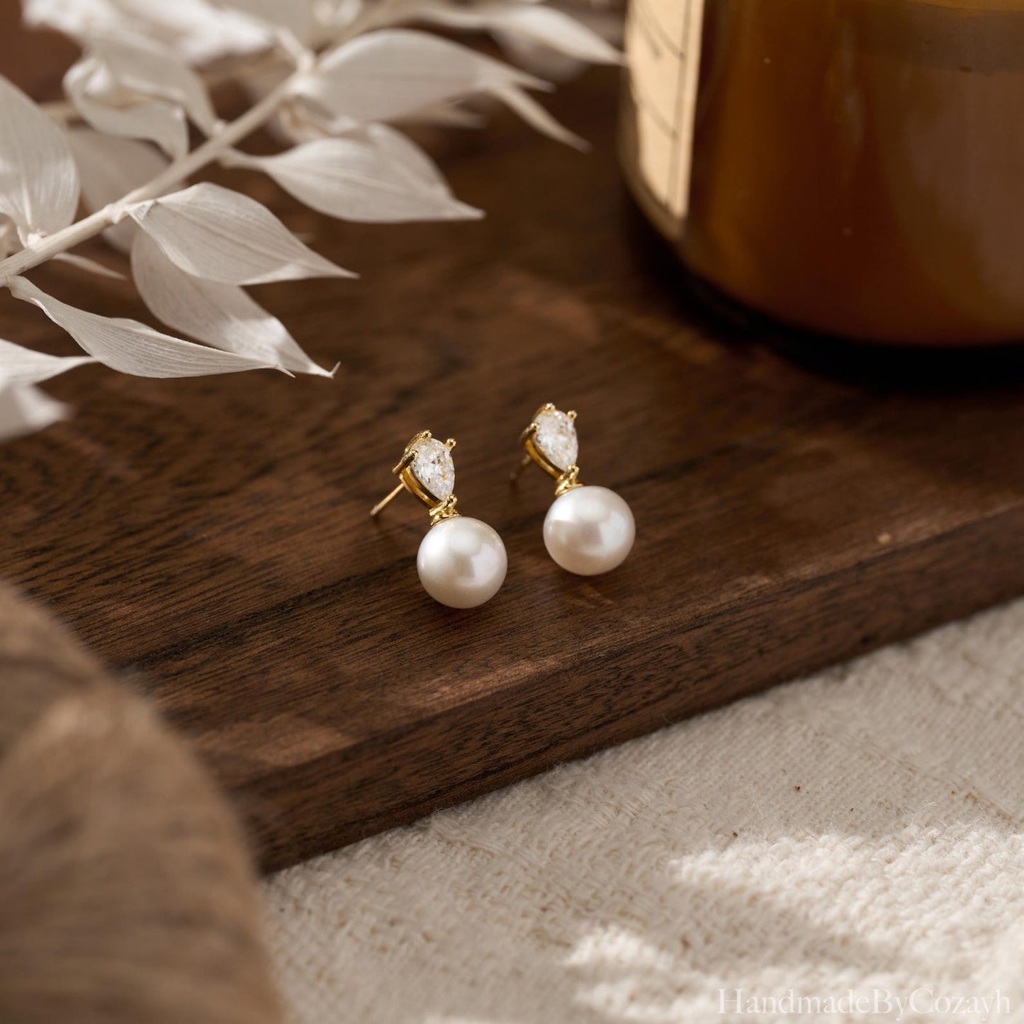 Crystal Pearl Drop Earrings