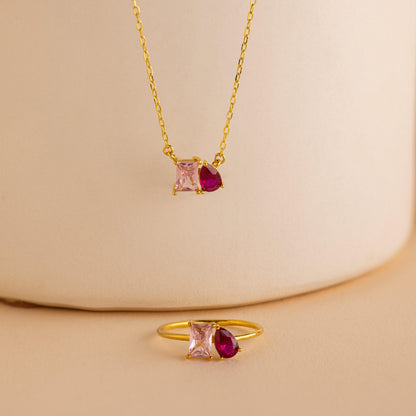 Emerald Cut & Pear Cut Gemstone Pendant