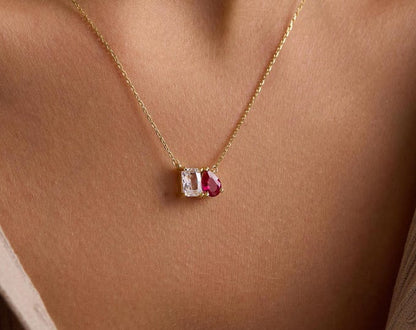 Emerald Cut & Pear Cut Gemstone Pendant