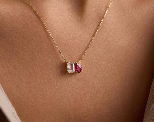 Emerald Cut & Pear Cut Gemstone Pendant
