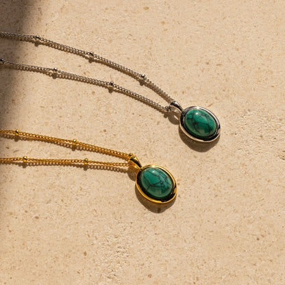 Turquoise Oval Pendant Necklace