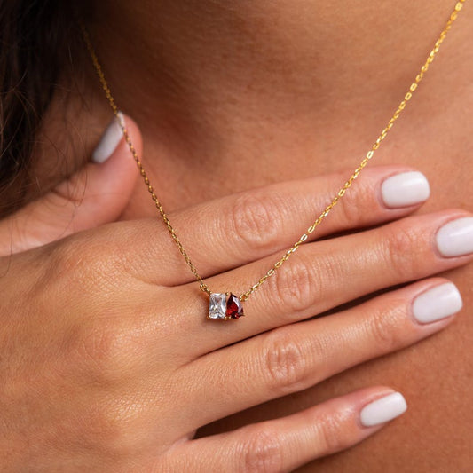 Emerald Cut & Pear Cut Gemstone Pendant