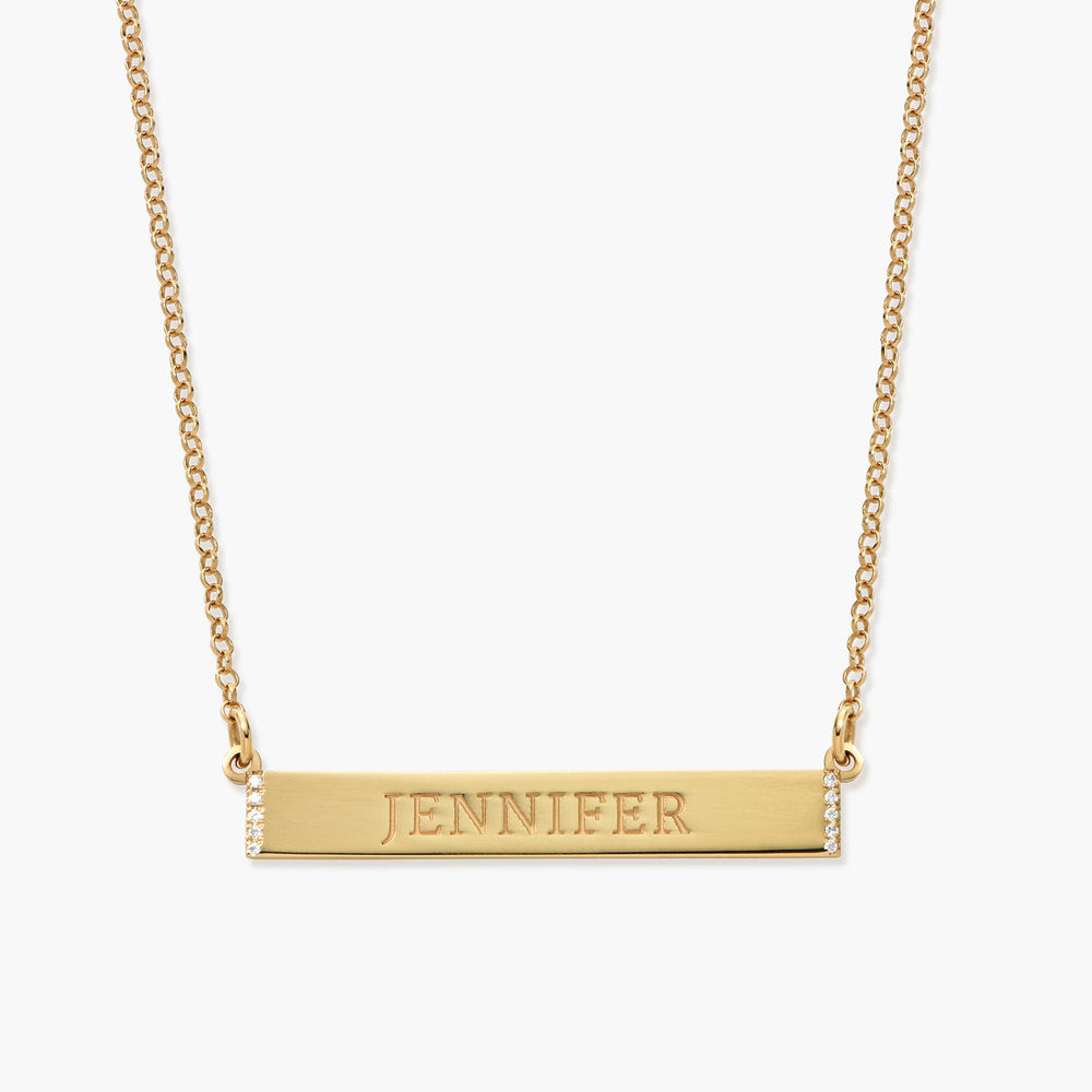 ENGRAVABLE BAR NECKLACE WITH CUBIC ZIRCONIA