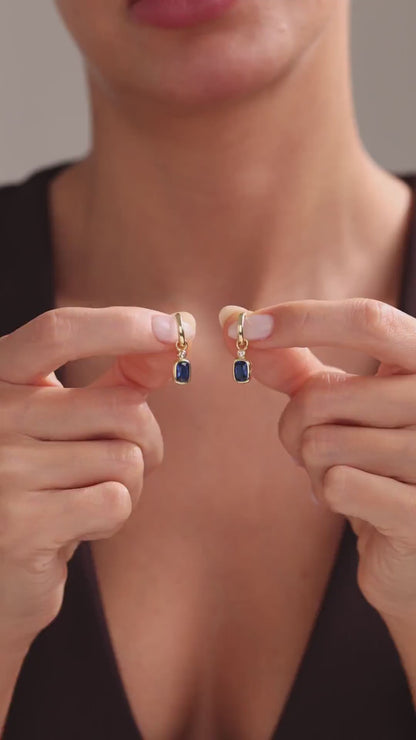 Sapphire Huggie Hoop Earrings