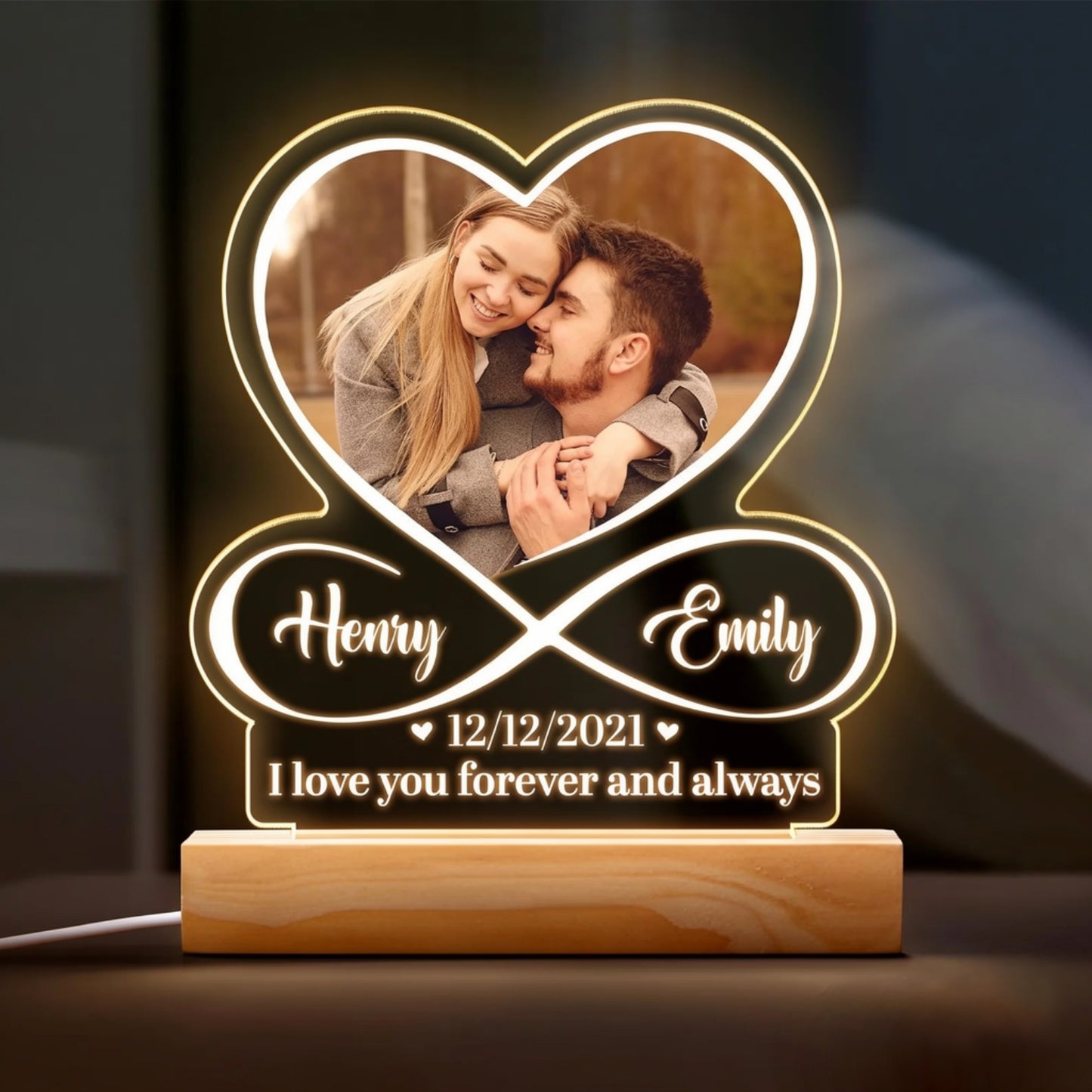 Personalized Infinity Heart LED Lamp